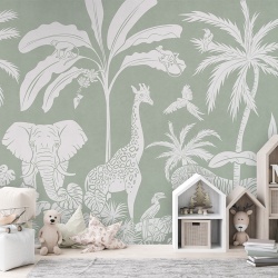 Fototapet Monochrome Jungle - Green, Kikki Belle - Img 3