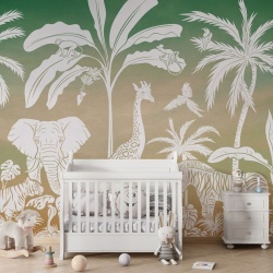 Fototapet Monochrome Jungle - Green Sky, Kikki Belle