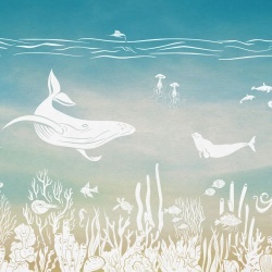 Fototapet Monochrome Sea - Aqua Blue, Kikki Belle - Img 2