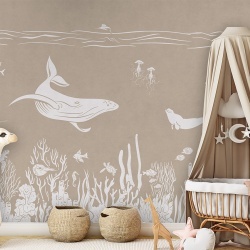 Fototapet Monochrome Sea - Brown, Kikki Belle