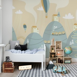Fototapet, Mountain Village, Pastel, Rebel Walls