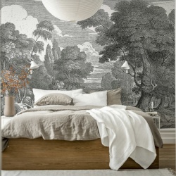 Fototapet, Park Etching, Gray, Rebel Walls
