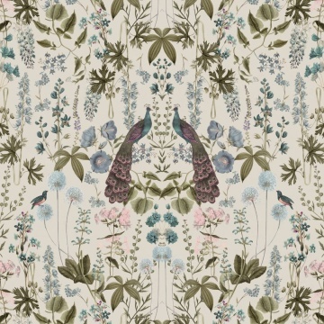 Fototapet, Peacock Garden, Beige, Rebel Walls - Img 2