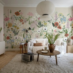Fototapet, Playful Meadow, Beige, Rebel Walls
