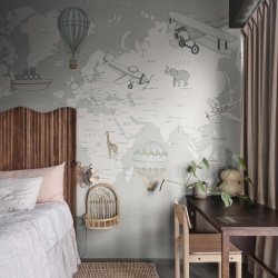 Fototapet, Playful World, Light Gray, Rebel Walls