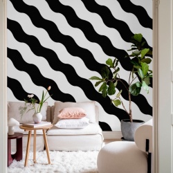 Fototapet, Polka Stripe, Black & White, Rebel Walls - Img 4