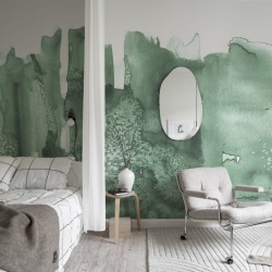 Fototapet, Watercolor City, Green, Rebel Walls