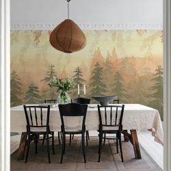 Fototapet, Watercolor Forest, Dawn, Rebel Walls - Img 3
