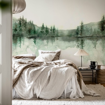 Fototapet, Watercolor Landscape, Forest Green, Rebel Walls - Img 3