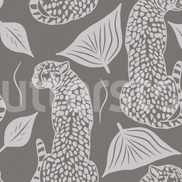 Fototapet, Whimsy Leopard, Gray, Rebel Walls - Img 2