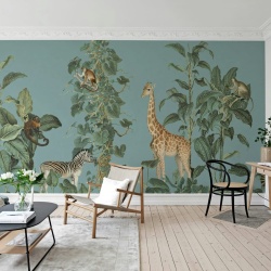 Fototapet, Wildlife Stroll, Blue, Rebel Walls