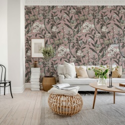 Fototapet, Winding Bloom, Pink, Rebel Walls