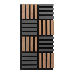 Panou riflaj acustic decorativ, MDF si pasla, AC20, 60x40x2.1cm, Stejar inchis/Gri - Img 1