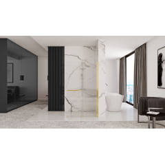 Paravan de dus tip Walk-in Rea Cortis cu parte culisanta 100x200 cm profil auriu - Img 4