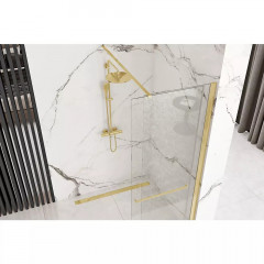 Paravan de dus tip Walk-in Rea Cortis cu parte culisanta 120x200 cm profil auriu - Img 2