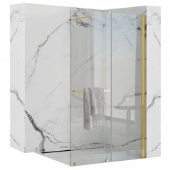 Paravan de dus tip Walk-in Rea Cortis cu parte culisanta 120x200 cm profil auriu - Img 1