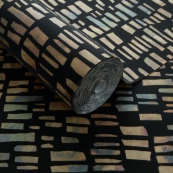 Tapet, Fusion, Bracken Black Luxury Flock, 1838 Wallcoverings, 5.3mp / rola - Img 2