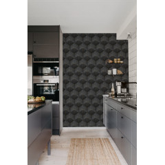 Tapet Hexagon Cube, Black, Rebel Walls - Img 1
