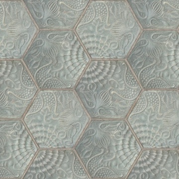 Tapet personalizabil Hexagon Tiles, Jade, Rebel Walls, 5 mp / rola - Img 2