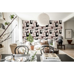 Tapet Retro Squares, Plum, Rebel Walls - Img 3