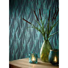 Tapet Ripple, Mineral Green and Black Luxury Feature, 1838 Wallcoverings, 5.3mp / rola - Img 1