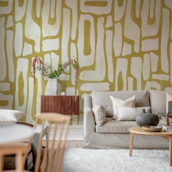 Fototapet, Aesthetic Shapes, Yellow, Rebel Walls