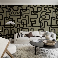 Fototapet, Artzy Lines, Olive Green, Rebel Walls