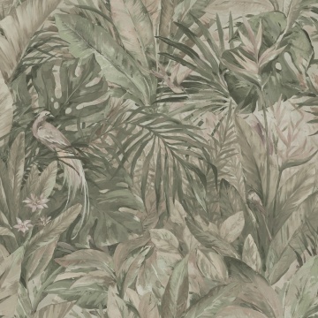 Fototapet, Birds in the Jungle, Light Green, Rebel Walls - Img 2