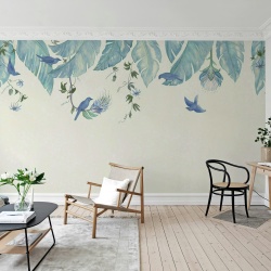 Fototapet, Birds in the Trees, Blue, Rebel Walls