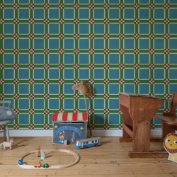Fototapet, Bold Grid, Green, Rebel Walls