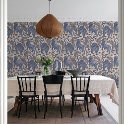 Fototapet, Bold Tigers, Blue, Rebel Walls