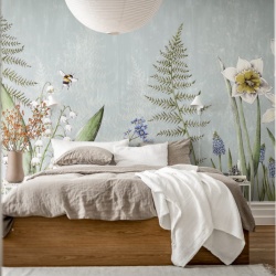 Fototapet, Bumblebee, Light blue, Rebel Walls