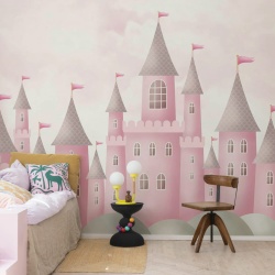 Fototapet, Castle Village, Pink, Rebel Walls