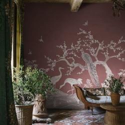 Fototapet, Chinoiserie Lace, Raspberry Red, Rebel Walls - Img 7