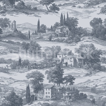 Fototapet, Countryside Toile, Oxford Blue, Rebel Walls - Img 2