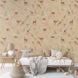 Fototapet Dancing Deer - Yellow, Kikki Belle