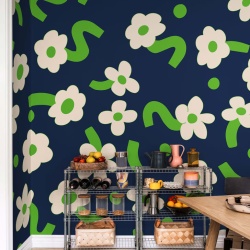 Fototapet, Dancing Flowers, Green, Rebel Walls