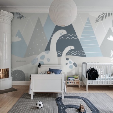 Fototapet, Dinosaur Mountain, Baby Blue, Rebel Walls - Img 3
