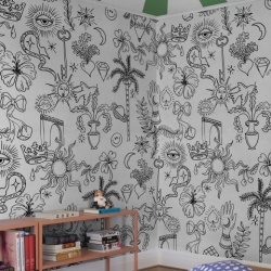 Fototapet, Doodle, White, Rebel Walls