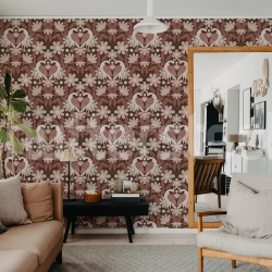 Fototapet, Dreamy Birds, Burgundy, Rebel Walls