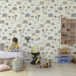 Fototapet, Elephant Savanna, Beige, Rebel Walls - Img 6