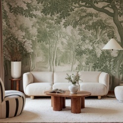 Fototapet, Forest Engraving, Green, Rebel Walls
