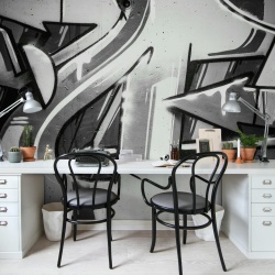 Fototapet, Graffiti Wall, Black & White, Rebel Walls - Img 3