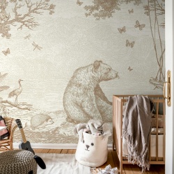 Fototapet, Happy Bear, Beige, Rebel Walls