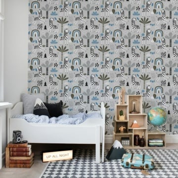 Fototapet, Happy Zebra, Blue, Rebel Walls - Img 3