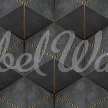 Fototapet, Hexagon Cube, Black, Rebel Walls - Img 2