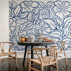 Fototapet, Ink Flowers, Blue, Rebel Walls - Img 3