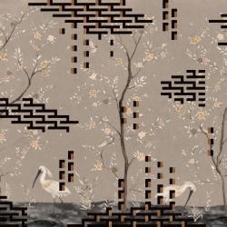 Fototapet lavabil Tetris Chinoiseries, Grey, TresTintas - Img 2