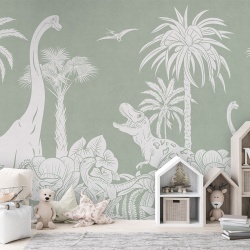 Fototapet Monochrome Dino - Green, Kikki Belle - Img 3