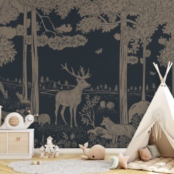 Fototapet Monochrome Forest - Blue Vintage, Kikki Belle - Img 5